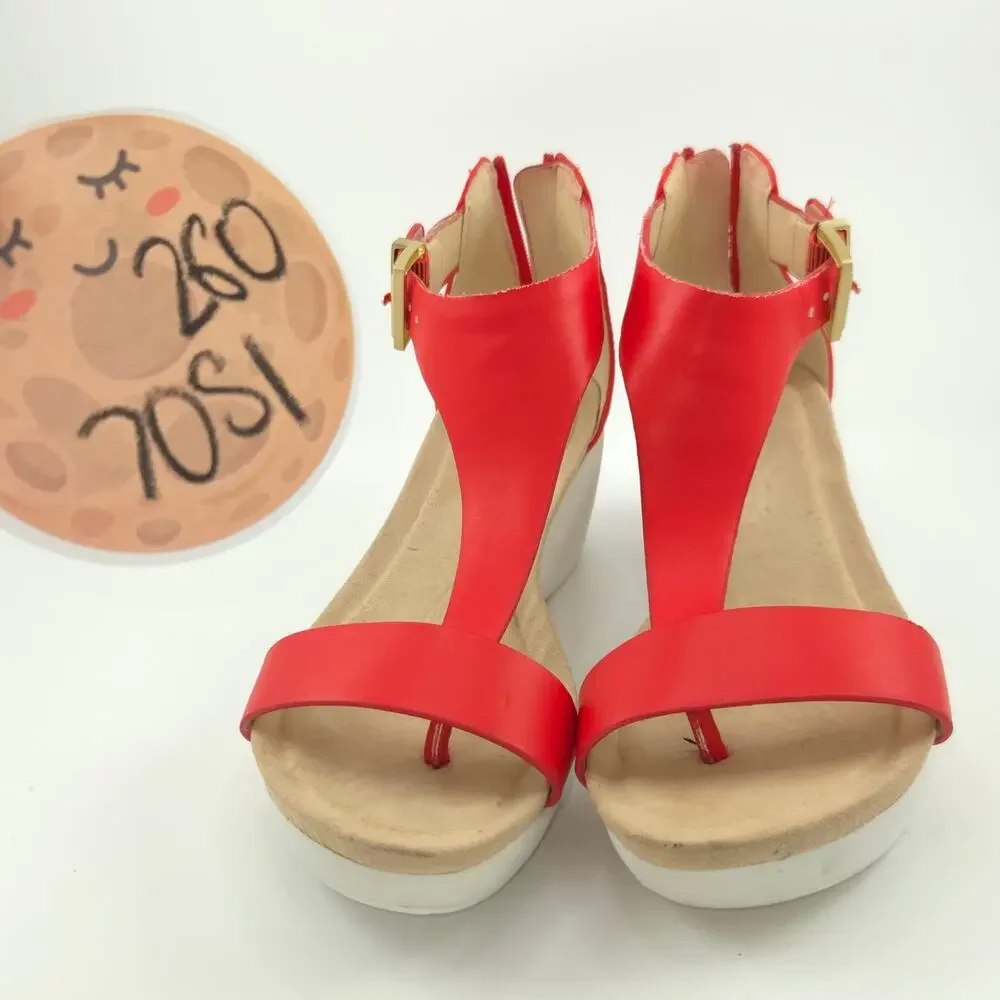 Kenneth Cole Reaction New Gal Women's Size 6 Red White Wedge Sandal
